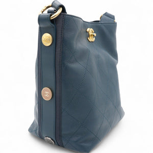 Button Up Hobo Quilted Calfskin with Grosgrain Small Shoulder Bag