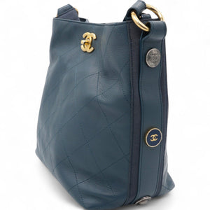 Button Up Hobo Quilted Calfskin with Grosgrain Small Shoulder Bag