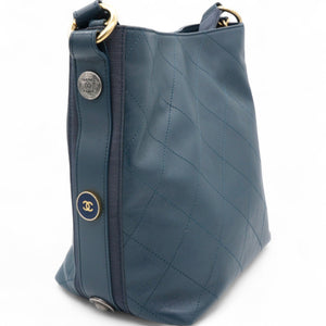 Button Up Hobo Quilted Calfskin with Grosgrain Small Shoulder Bag
