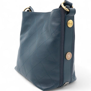 Button Up Hobo Quilted Calfskin with Grosgrain Small Shoulder Bag