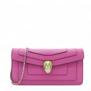 Serpenti Forever Clutch With Chain Leather Pink
