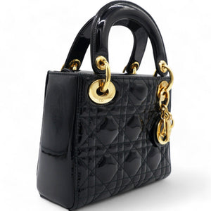 Patent Cannage Mini Lady Dior Black