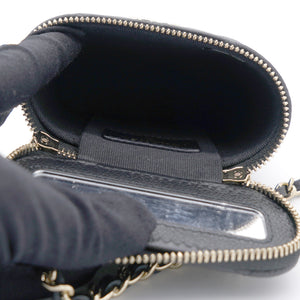 Caviar Quilted Small Vertical Coco Beauty Vanity Case With Chain Black