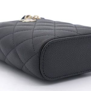 Caviar Quilted Small Vertical Coco Beauty Vanity Case With Chain Black