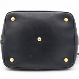 Paris Black Leather Small Emmanuelle Drawstring Bucket Bag