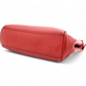 Red Leather Mini Peekaboo Top Handle Bag