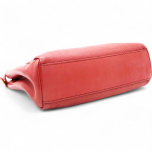 Red Leather Mini Peekaboo Top Handle Bag
