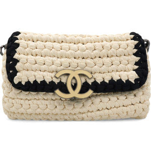 Woven Fabric Single Flap Ivory Black