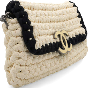 Woven Fabric Single Flap Ivory Black