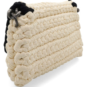 Woven Fabric Single Flap Ivory Black