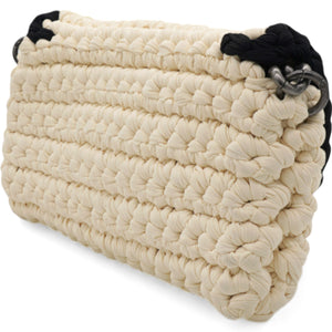 Woven Fabric Single Flap Ivory Black