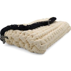 Woven Fabric Single Flap Ivory Black