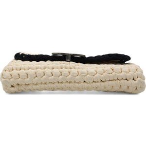 Woven Fabric Single Flap Ivory Black