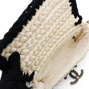 Woven Fabric Single Flap Ivory Black