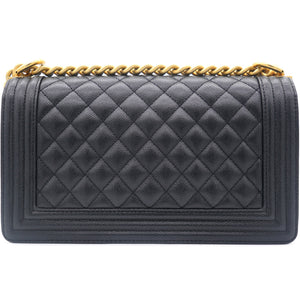Black Caviar Quilted Old Medium Boy Flap