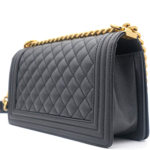 Black Caviar Quilted Old Medium Boy Flap