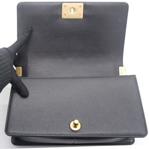 Black Caviar Quilted Old Medium Boy Flap
