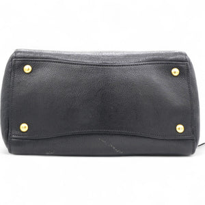 Black Madras Leather Studded Handle Tote