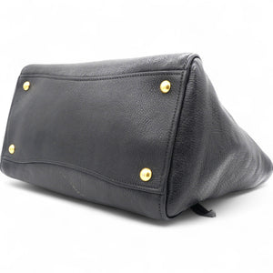 Black Madras Leather Studded Handle Tote
