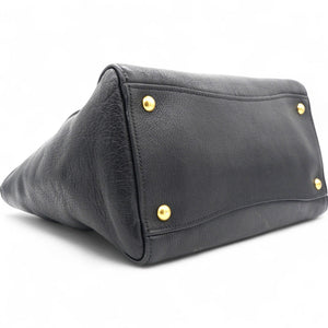 Black Madras Leather Studded Handle Tote