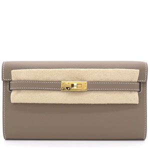 Etoupe Epsom Leather Kelly To Go Wallet Bag