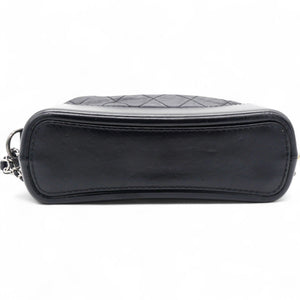 Quilted Aged Leather Gold/Silver Tone Medium Black