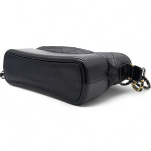 Quilted Aged Leather Gold/Silver Tone Medium Black
