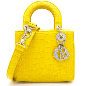 Yellow Alligator Leather Small Lady Dior Tote
