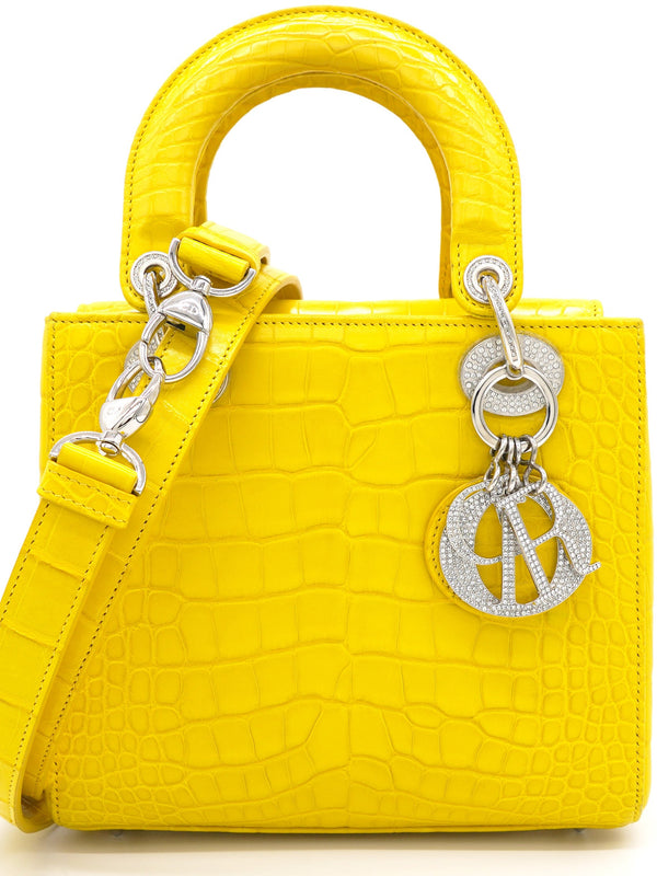 Yellow Alligator Leather Small Lady Dior Tote