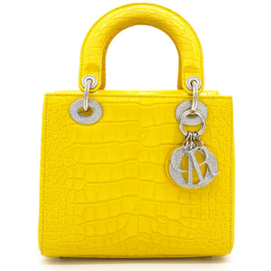 Yellow Alligator Leather Small Lady Dior Tote