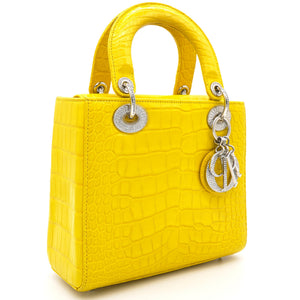Yellow Alligator Leather Small Lady Dior Tote