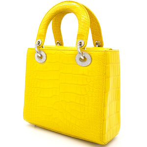 Yellow Alligator Leather Small Lady Dior Tote