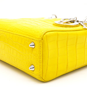 Yellow Alligator Leather Small Lady Dior Tote