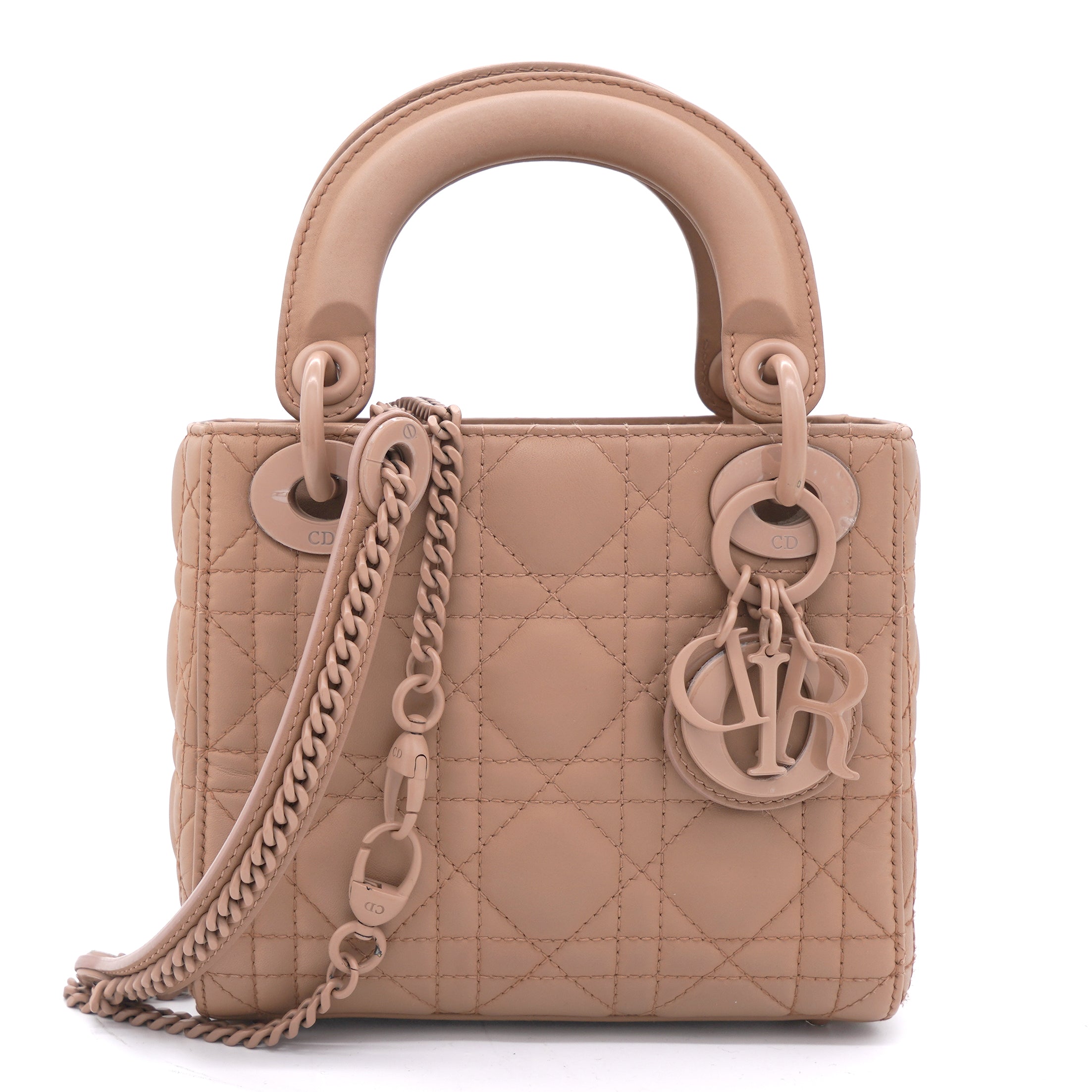 Ultra Matte Calfskin Cannage Mini Lady Dior Light Beige