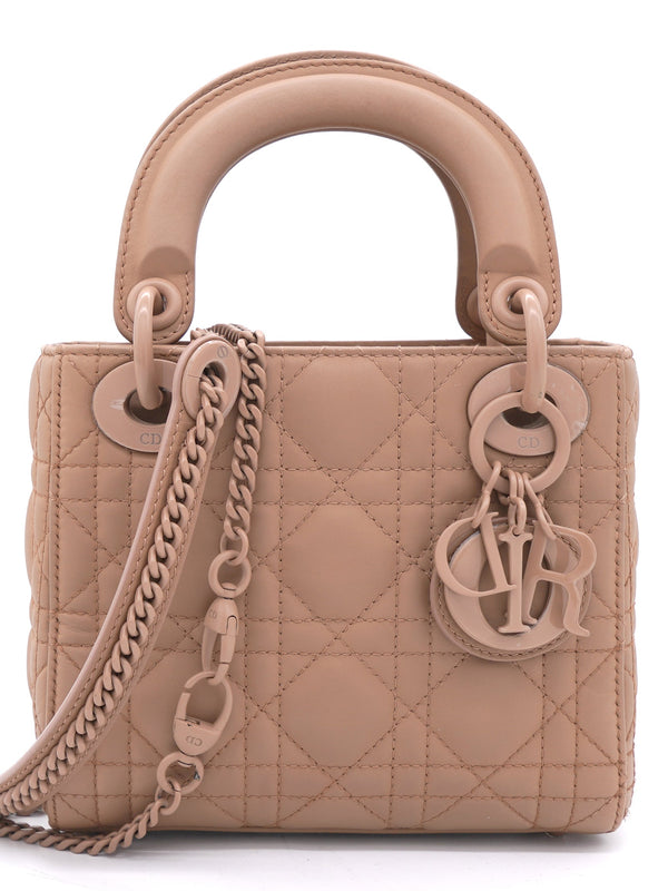 Ultra Matte Calfskin Cannage Mini Lady Dior Light Beige