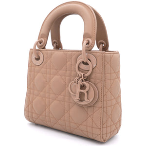 Ultra Matte Calfskin Cannage Mini Lady Dior Light Beige