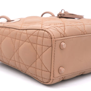 Ultra Matte Calfskin Cannage Mini Lady Dior Light Beige