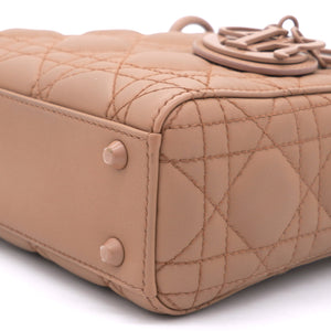 Ultra Matte Calfskin Cannage Mini Lady Dior Light Beige