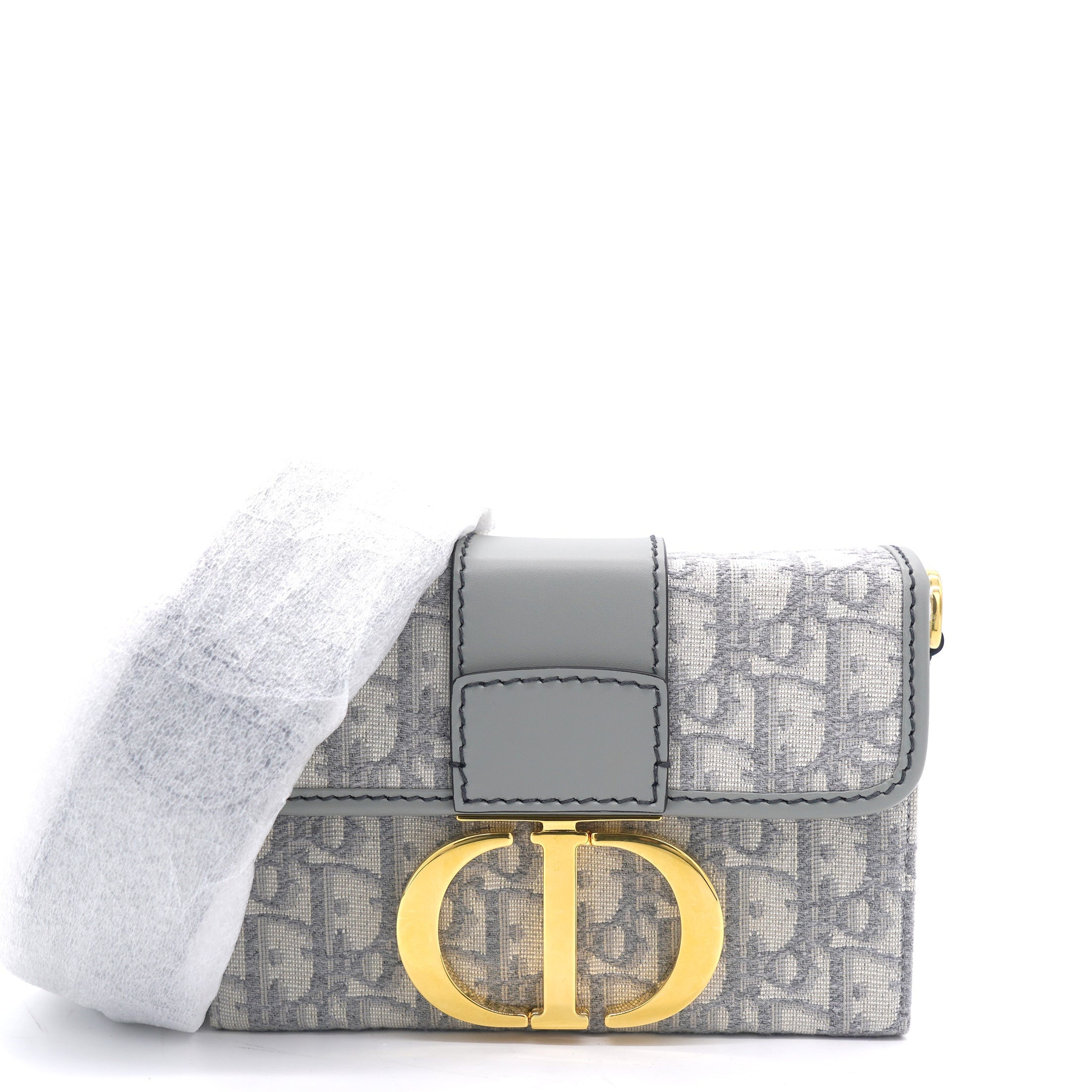 30 Montaigne Box Bag Gray Dior Oblique Jacquard