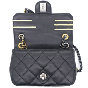 Lambskin Quilted Coco Clips Mini Flap Bag Black