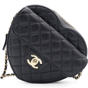 CC In Love Large Heart Bag Black Lambskin Light Gold Hardware