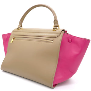 Tri-Color Leather and Suede Medium Trapeze Top Handle Bag