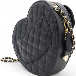 CC In Love Large Heart Bag Black Lambskin Light Gold Hardware