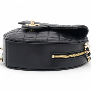CC In Love Large Heart Bag Black Lambskin Light Gold Hardware