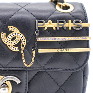 Lambskin Quilted Coco Clips Mini Flap Bag Black