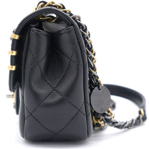 Lambskin Quilted Coco Clips Mini Flap Bag Black