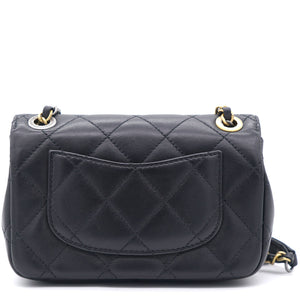 Lambskin Quilted Coco Clips Mini Flap Bag Black