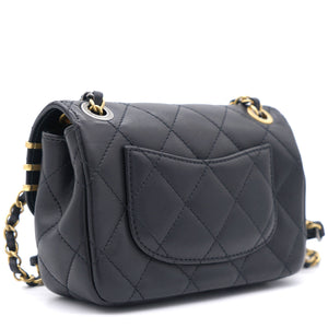 Lambskin Quilted Coco Clips Mini Flap Bag Black