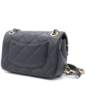 Lambskin Quilted Coco Clips Mini Flap Bag Black