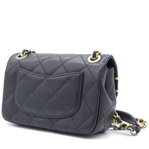 Lambskin Quilted Coco Clips Mini Flap Bag Black